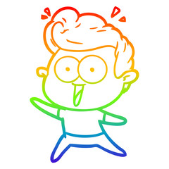 Obraz premium rainbow gradient line drawing cartoon excited man