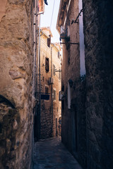 Street of the ancient town of Kotor in Montenegro
