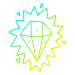 cold gradient line drawing cartoon diamond