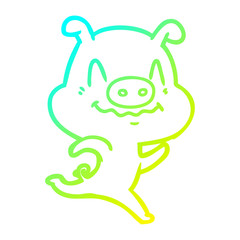 cold gradient line drawing nervous cartoon pig