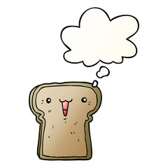 cute cartoon toast and thought bubble in smooth gradient style