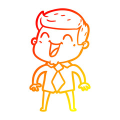 warm gradient line drawing cartoon man laughing