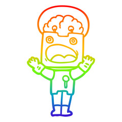 rainbow gradient line drawing cartoon robot