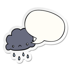 cartoon storm cloud and speech bubble sticker