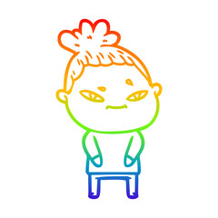 rainbow gradient line drawing cartoon woman
