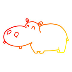 warm gradient line drawing cartoon hippo