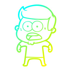 cold gradient line drawing cartoon shocked man