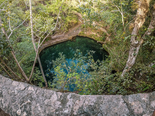 Panoramic view of cenotes in Valladolid in Yucatan, Mexico
