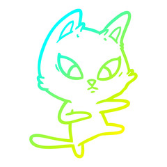 cold gradient line drawing confused cartoon cat