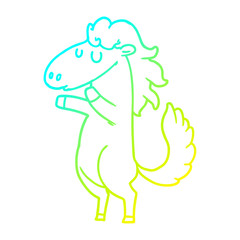 cold gradient line drawing cartoon horse