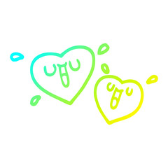cold gradient line drawing happy cartoon hearts