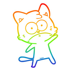 rainbow gradient line drawing cartoon nervous cat