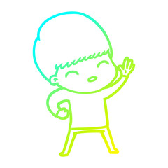 cold gradient line drawing happy cartoon boy