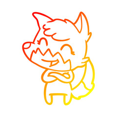warm gradient line drawing happy cartoon fox