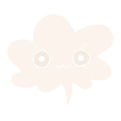 cute cartoon face and speech bubble in retro style