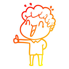 warm gradient line drawing cartoon happy man