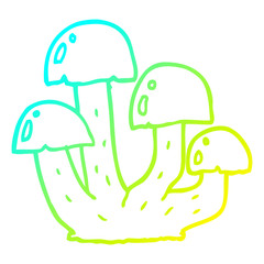 Fototapeta premium cold gradient line drawing cartoon mushroom