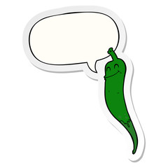 cartoon chili pepper and speech bubble sticker