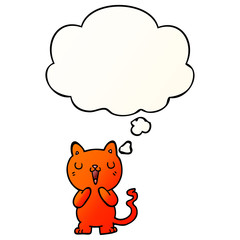 cartoon cat and thought bubble in smooth gradient style