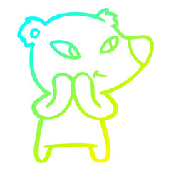 cold gradient line drawing cute cartoon bear