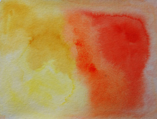 Fototapeta premium Watercolor hand painted abstract brush strokes pattern. Yellow orange red gradient background. Autumn colors
