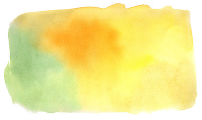 Watercolor hand painted abstract brush strokes pattern. Yellow green gradient background. Autumn colors
