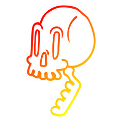 warm gradient line drawing cartoon green skull