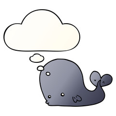 cartoon whale and thought bubble in smooth gradient style