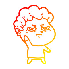warm gradient line drawing cartoon angry man