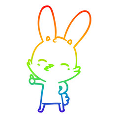 rainbow gradient line drawing curious bunny cartoon
