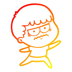 warm gradient line drawing cartoon annoyed man