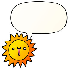 cartoon sun and speech bubble in smooth gradient style