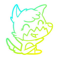 cold gradient line drawing happy cartoon fox