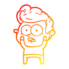 warm gradient line drawing cartoon staring man