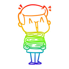 rainbow gradient line drawing cartoon happy man