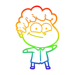 rainbow gradient line drawing cartoon happy man