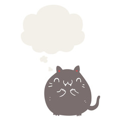 happy cartoon cat and thought bubble in retro style