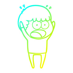 cold gradient line drawing cartoon shocked man