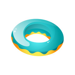 Rubber inflatable ring for beach swimming, yellow blue color