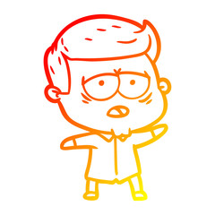 warm gradient line drawing cartoon tired man