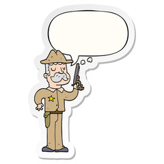 cartoon sheriff and speech bubble sticker