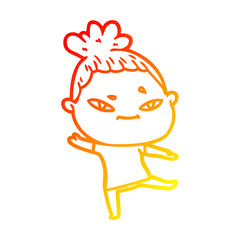 warm gradient line drawing cartoon woman