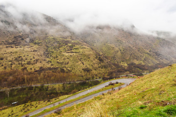 Fog in the green mountains