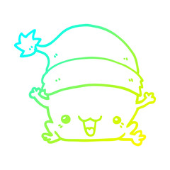 cold gradient line drawing cute cartoon christmas frog