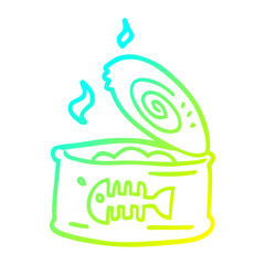 cold gradient line drawing cartoon tin of tuna