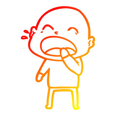 warm gradient line drawing cartoon shouting bald man