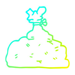 cold gradient line drawing cartoon garbage bag