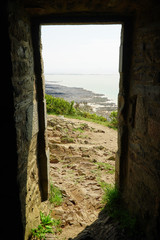 View from an old stone hut to the sea