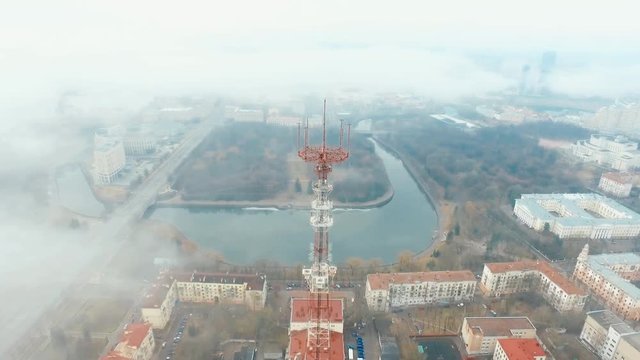 Minsk River Svisloch Sunset Victory square TV tower