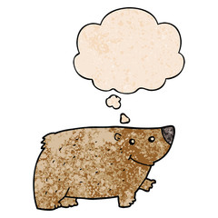 cartoon bear and thought bubble in grunge texture pattern style